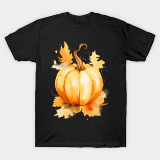 Fall Pumpkin Watercolor Art T-Shirt